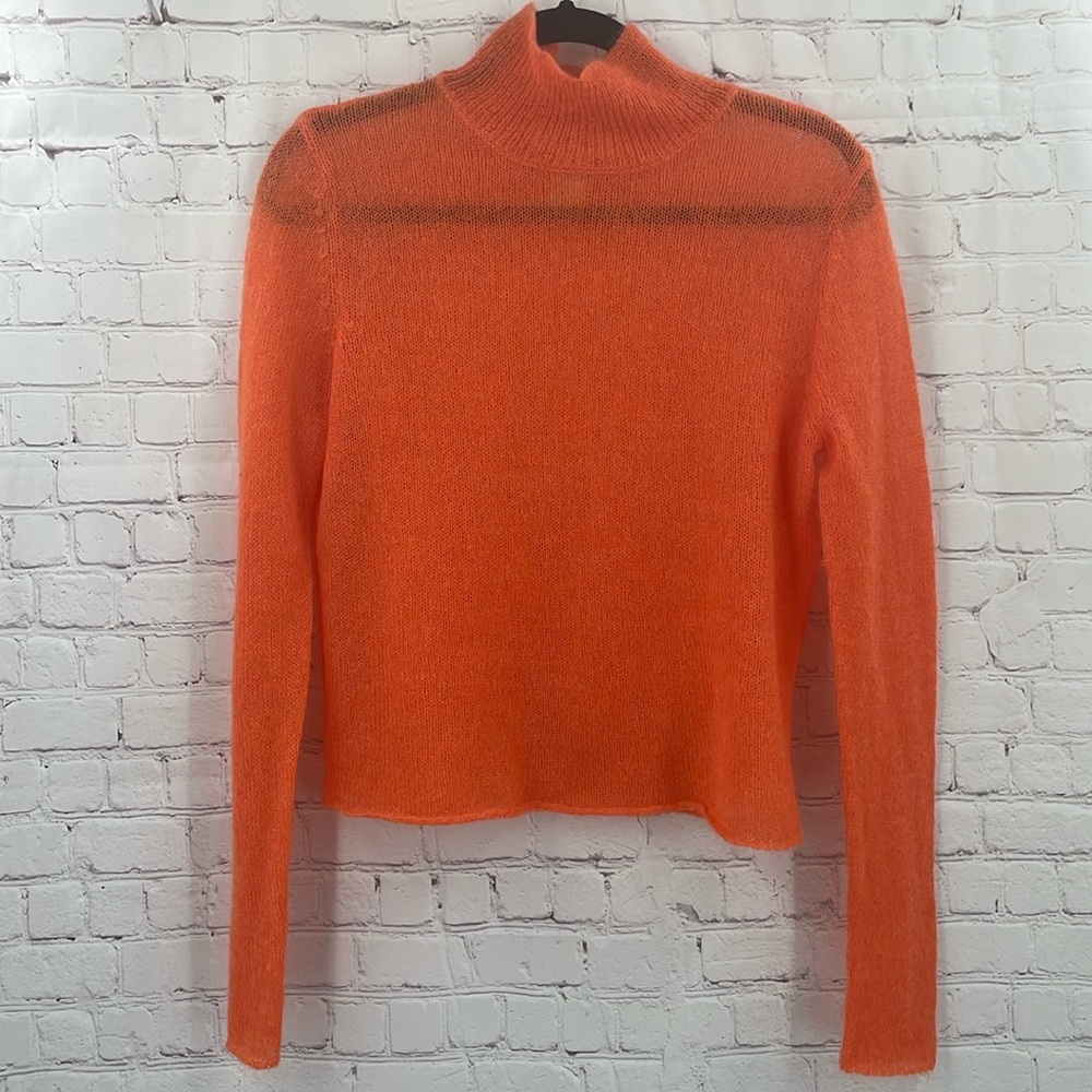 Velma Scooby Doo Halloween Costume Orange Mohair Wool Nylon Blend Crop M Sweater